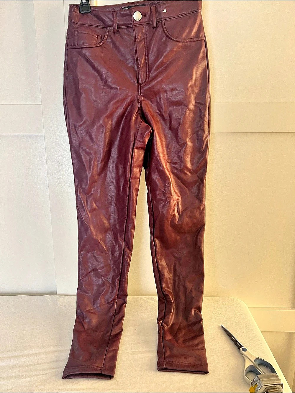 INC NYC Faux Leather Straight Leg Pants Brown Size 4 NWT